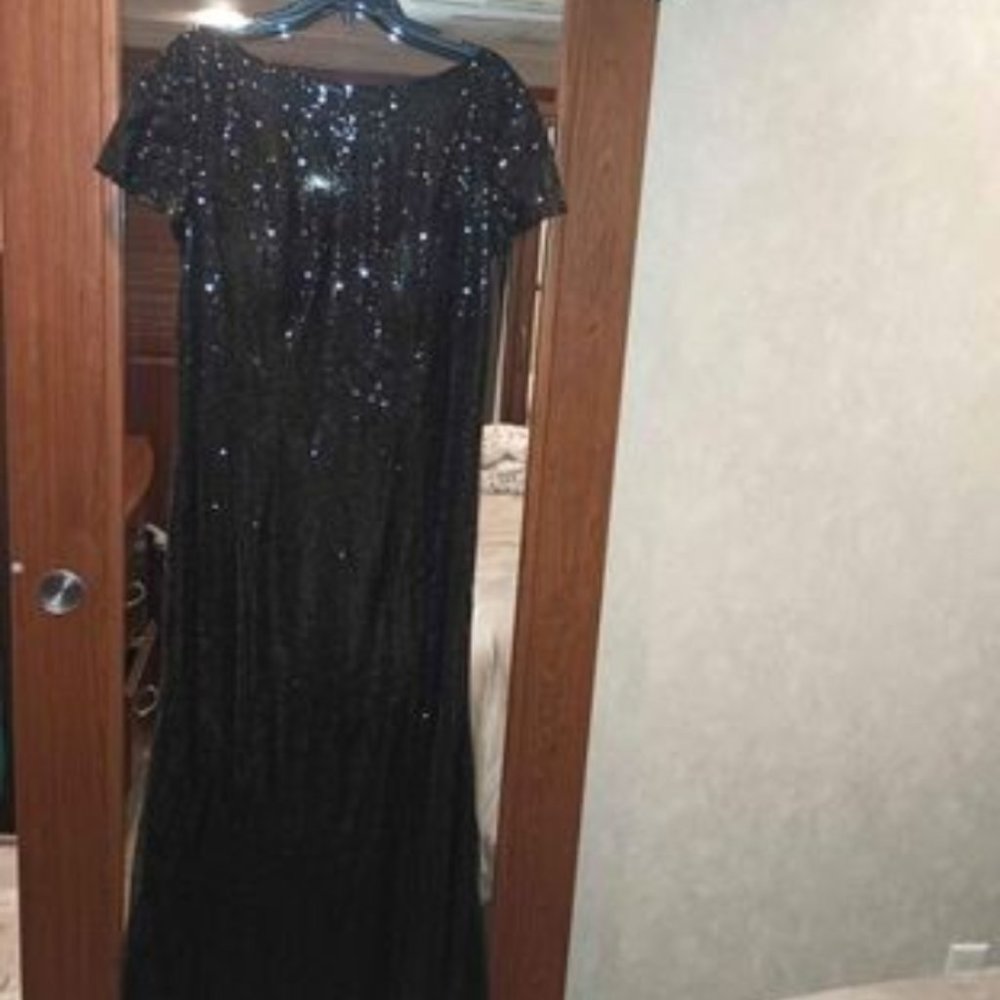 Black sequin evening dress